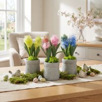 Product Hyacinth artificial in pot yellow pink blue H23cm 3pcs