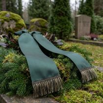 Product Black and gold fringed trim 4cm x 25m - Ideal for wreath decoration, mourning ribbon &amp; vintage accessories