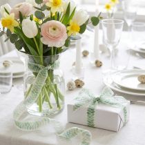 Product Ribbon Green Leaves Organza Ribbon Decorative Ribbon 25mm 18m
