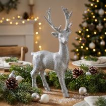 Product Deco figure deer silver glitter 25cm x 12cm