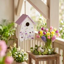 Product Birdhouse with spring-like floral pattern, decoration for balcony or apartment, 21cm