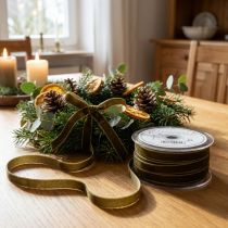 Product Decorative velvet ribbon, narrow, 10mm wide, 20m long, on a roll