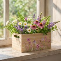 Product Small Wooden Decorative Box with Floral and Butterfly Design 30x18cm