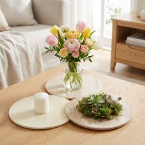 Product Coasters Table Decoration Flowers Beige Brown Ø20cm 3 Pcs