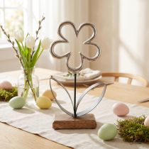 Product Metal flower decoration silver black table decoration spring H36cm