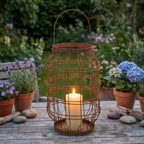 Product Garden lantern, metal, rusted finish, handle, vintage, Ø19.5cm