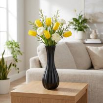 Product Vase black glass vase grooves flower vase glass Ø6cm H18cm