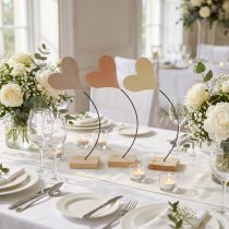 Product Table decoration hearts wedding, heart decoration metal beige/orange/yellow H40cm 3pcs