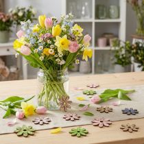 Product Wooden flowers scatter decoration flowers green/pink/blue/natural Ø3.5–5cm 72 pcs