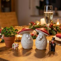 Product Mushrooms to decorate, New Year's Eve decoration, forest mushrooms, concrete decoration red, white H10cm W12.5cm 2pcs