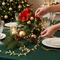 Product Decorative ribbon Christmas fairy lights gold silver W12mm L5m