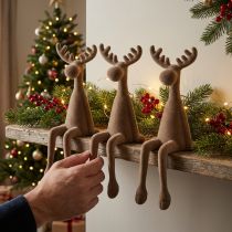 Product Elk flocked edge sitter brown 31cm 3 pieces