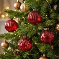 Product Glass Christmas Baubles Red 8cm Set of 12