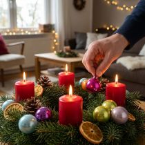 Product Mini Christmas Baubles on Wire Glass Mirror Berries Multicolour 40mm Set of 32