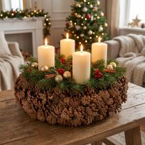 Product Round Pinecone Planter, 38cm Diameter, Natural Brown