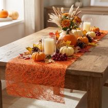 Product Deco fleece Sizoweb table runner orange 30cm 5m