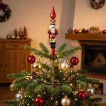 Product Red Glass Nutcracker Christmas Tree Topper, 28 cm