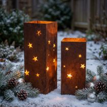 Product Christmas candle holders, rustic finish, 40/50cm high, set of 2