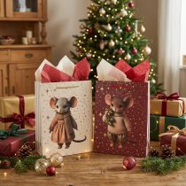 Product Christmas Gift Bags with Mouse and Stars, 24 cm, Set of 2