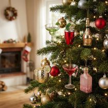 Product Plastic Cocktail Christmas Tree Ornaments, 6 Assorted Glass and Bottle Decorations, Up to 14 cm