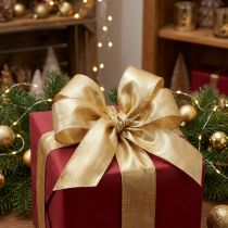 Product Gift ribbon gold with wire edge 40mm 25m
