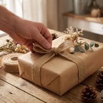 Product Decorative ribbon natural brown linen ribbon 25mm 20m