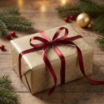 Product Satin ribbon dark red gold Christmas ribbon W6mm L50m