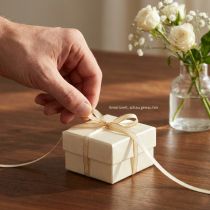 Product Double satin ribbon jewelry ribbon in cream gold W6mm L50m