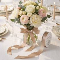 Product Satin Ribbon Beige 25mm x 50m for Decorative Use