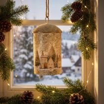 Product Bell with winter village motif for hanging, 20cm