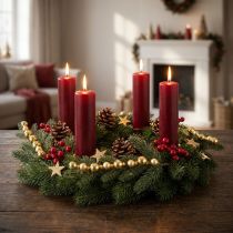 Product Artificial fir branch with gold-colored mini Christmas tree baubles, 46cm, 2 pieces