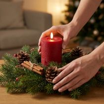 Product Red Real Wax LED Pillar Candle with 6 Hour Timer, 12 cm