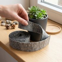 Product Felt tape, pot strap, 100% wool, grey/black, 7.5cm wide, 5m long