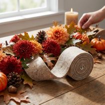 Product 100% Wool Felt Ribbon, 15 cm x 5 m, Brown and White, for Pot Covers and Crafting