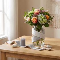 Product Two-Colour Wool Felt Ribbon, White and Grey, 7.5 cm x 5 m, for Floristry and Decoration