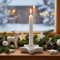 Product Ceramic Star Candle Holders White 12cm for Taper Candles Set of 2