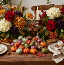 Product Mini Artificial Pumpkin Decoration Set for Autumn and Halloween, 4cm, Assorted Colors, 24 Pieces