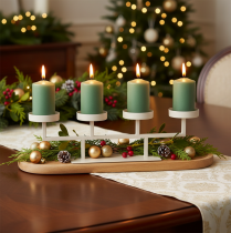 Product Candle Holder with Four Candle Plates, 47cm, Taupe Metal