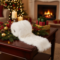 Product White Faux Fur Decorative Ribbon Roll 10mm x 1.4m – Set of 3