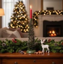 Product Candle Holder in Green Metal Christmas Tree Design 45cm