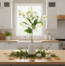 Product Künstlicher Gloriosa-Blütenzweig 80cm Weiß-Gelb, Set aus 3 für Dekoration