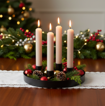 Product Round magnetic candle holder, matte black, for 25mm taper candles, 4 pieces