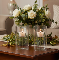 Product Glass Candle Holder with Tealight Insert, 15cm, 2 Pieces