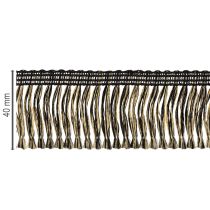 Product Black and gold fringed trim 4cm x 25m - Ideal for wreath decoration, mourning ribbon &amp; vintage accessories