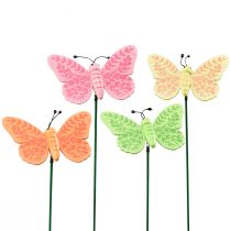 Spring decoration flower plugs wooden decorative butterflies 24.5cm 16pcs