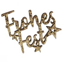 Product Happy Holidays Scatter Decoration Wood Gold Glitter 6.5x6cm 12pcs
