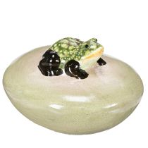 Product Decorative frog on stone for seasonal decoration, 13cm, 3 pieces