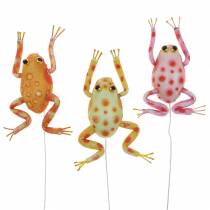Decorative frogs with dots and wire 7.5cm 3 pieces sorted
