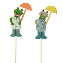 Frog with umbrella flower plug wood 8.5cm 12pcs