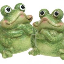 Ceramic frog couple, ceramic frog couple, summer decoration 14cm 2pcs